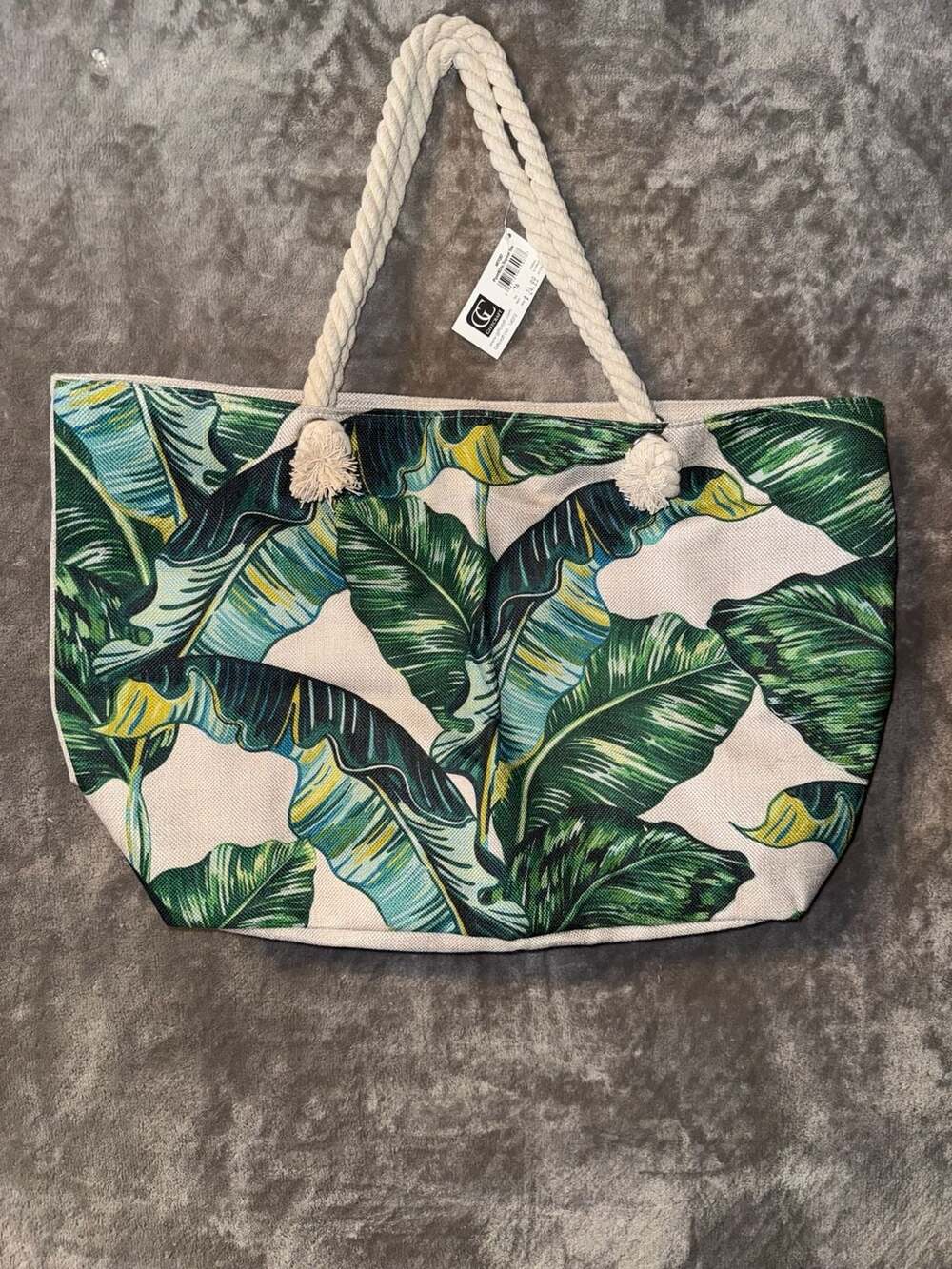 Avenue 9 Tropical Leaf Print Rope Handle Tote Bag